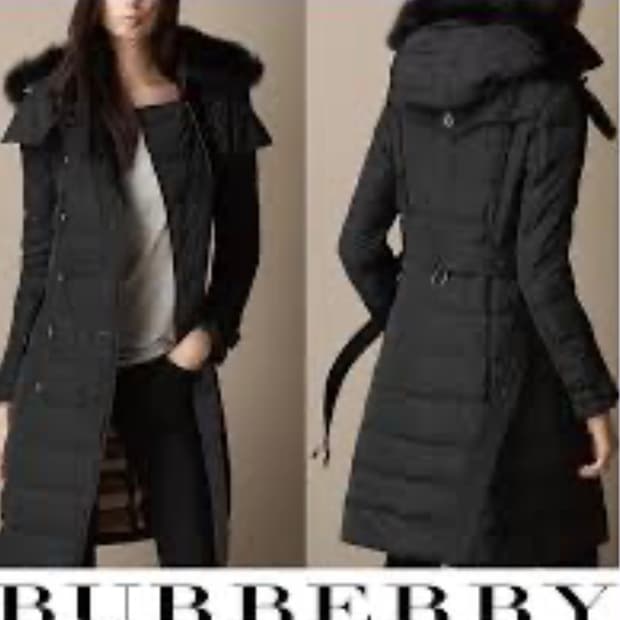 버버리 블랙 알러데일 폭스퍼 롱패딩(XS)