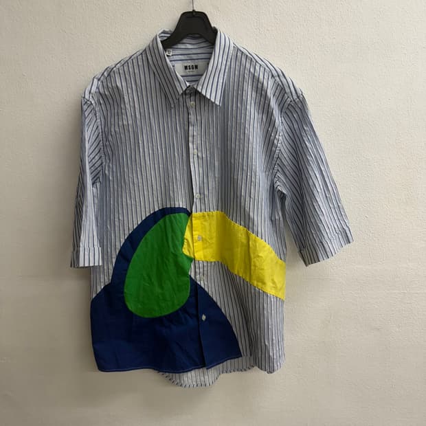 MSGM 블루 스트라이프 패턴에 토코 투칸 셔츠 (40)