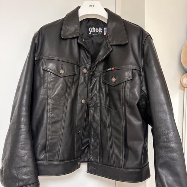 쇼트 NYC 가죽 TYPE-3 트러커 XL