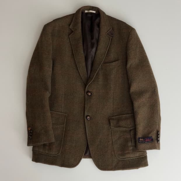 런던포그 체크 울 자켓 100