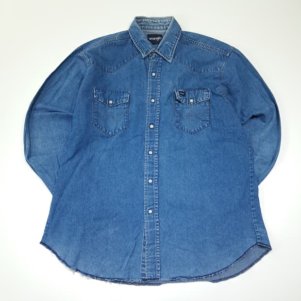 CL395 XL 랭글러 90s 데님 펄스냅 웨스턴 인디고 셔츠 남방