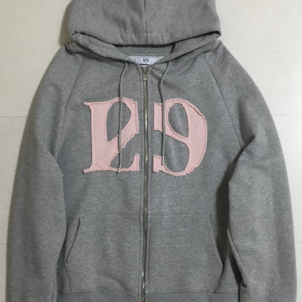 일리고 129 로고 패치 후드 집업 라이트 그레이 M
