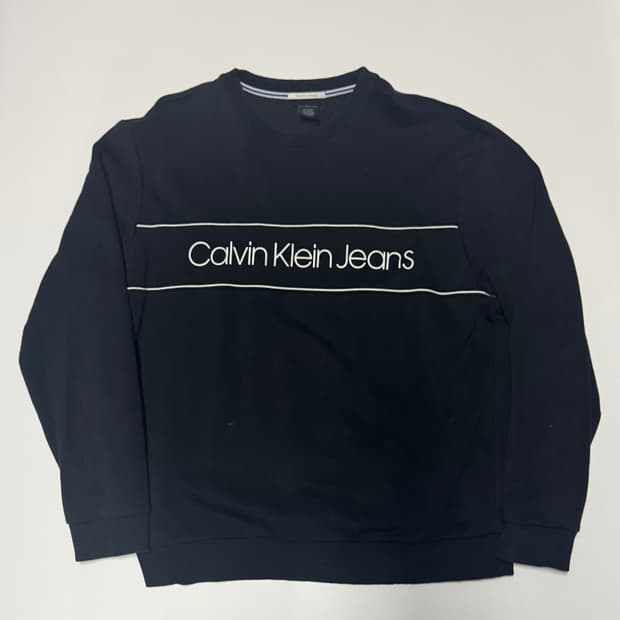 캘빈클라인 스펠로고 오버핏 스웻 기모 맨투맨 XL 블랙