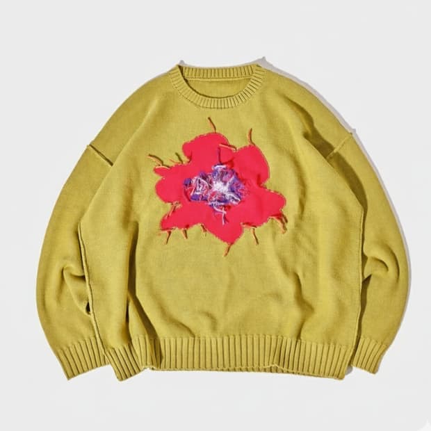 camphor wood 플라워 스웨터 m사이즈 니트 하나비 캠퍼우드