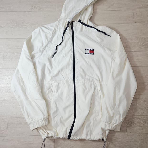 타미진스 타미힐피거 화이트 바람막이 자켓 오버핏 하이넥 바머 XL