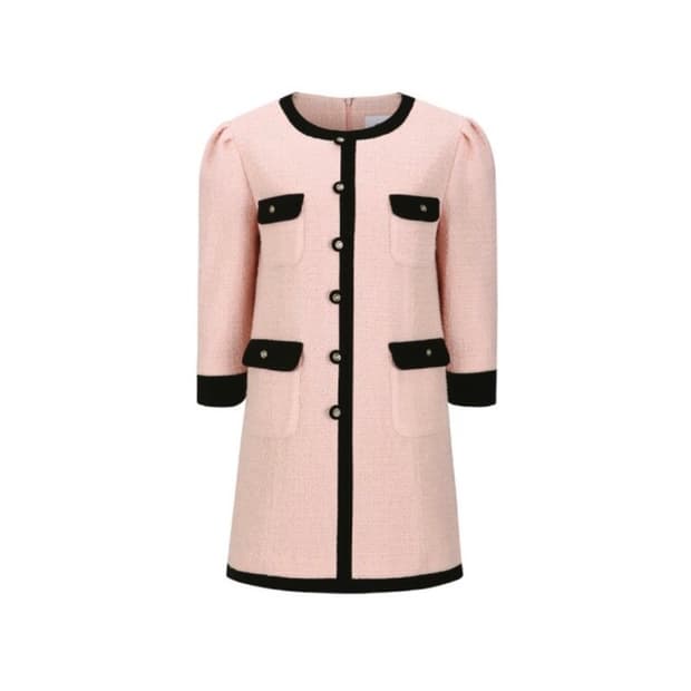 쟈니헤잇재즈 퍼프 버튼 미니 드레스 핑크