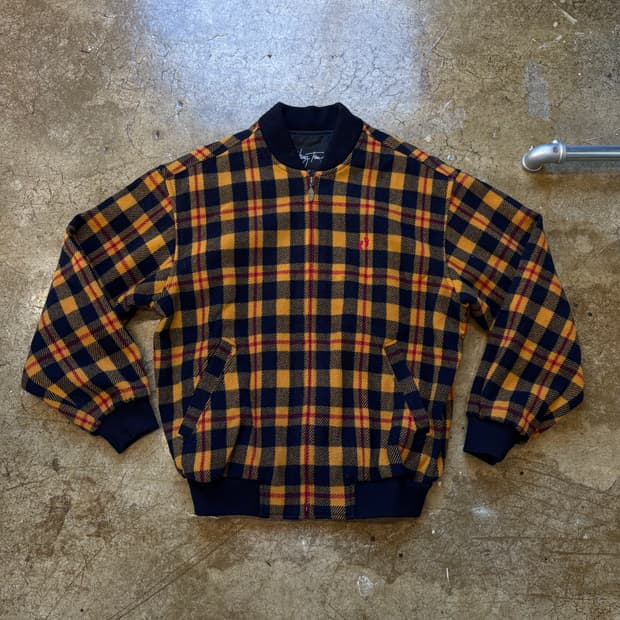 90-00s 서광 행텐 모직 체크 블루종