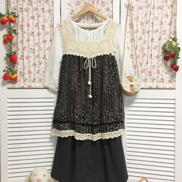 빈티지 블랙 모리걸 코디세트