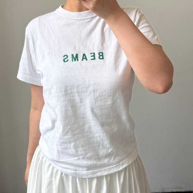 [S] 빔즈 화이트 반팔티셔츠