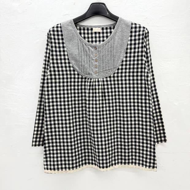 couture boite 핀턱 체크 탑