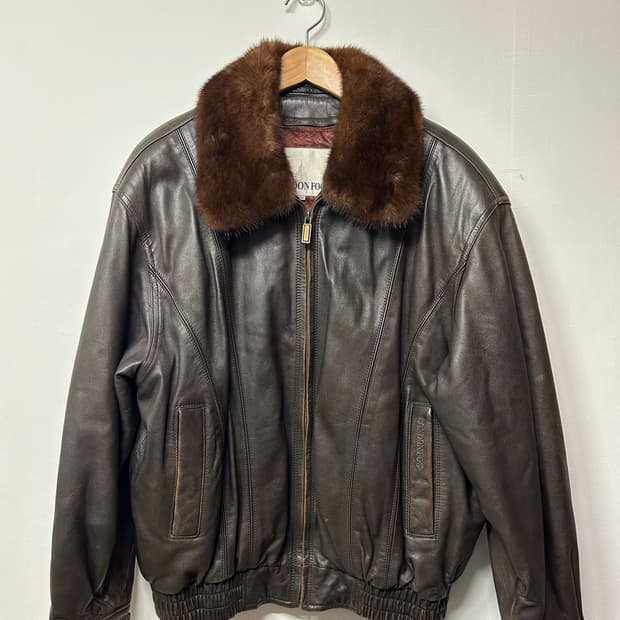 런던포그 밍크 퍼 가죽자켓 100