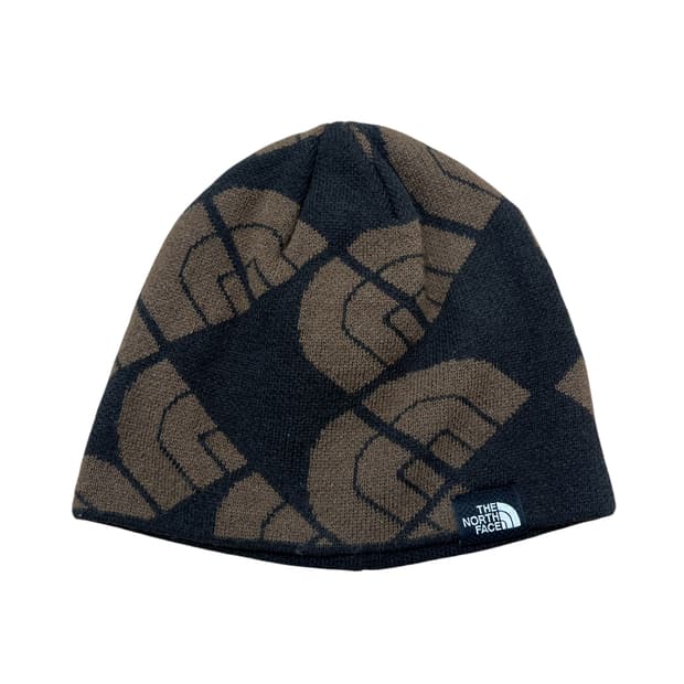 노스페이스 빅 로고 자카드 니트 비니