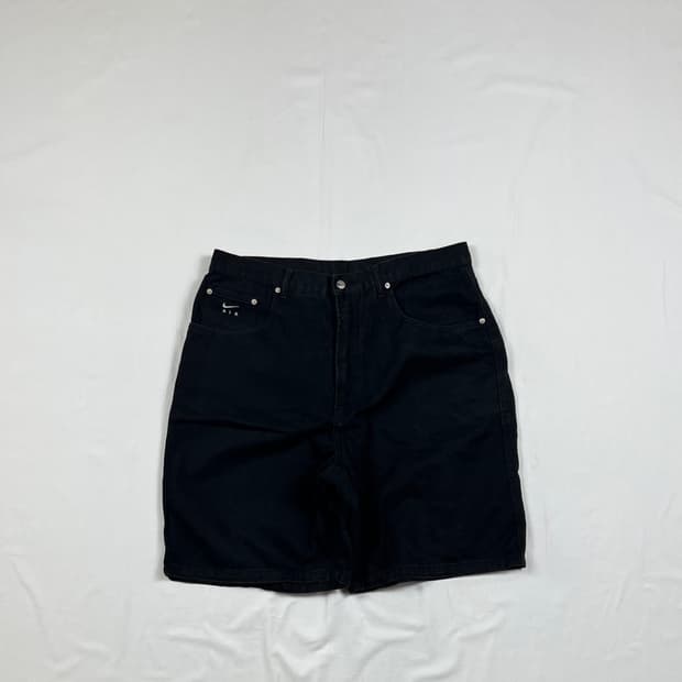 90’s 나이키 nike 스펠아웃 스우시 로고 블랙 데님팬츠 반바지