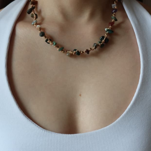 natural stone beaded necklace