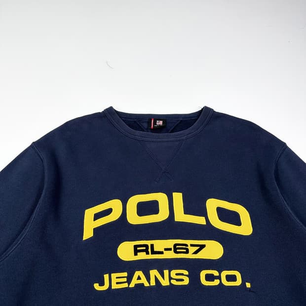 폴로 진스 레터링 박시 네이비 맨투맨 (실측 XXL)
