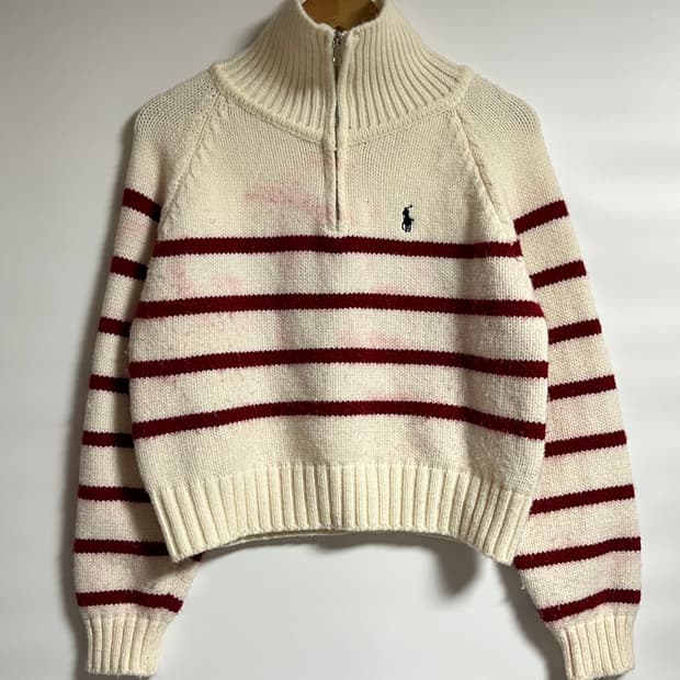 폴로 랄프로렌 반집업 크롭 니트 스웨터 