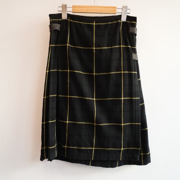 ZUCCA 사이드 집업 투패턴 울 스커트 (28~34인치)