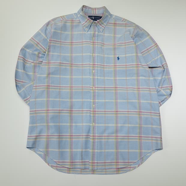 CN855 L 폴로 랄프로렌 USA 코튼캔디 멀티체크 긴팔 셔츠 남방
