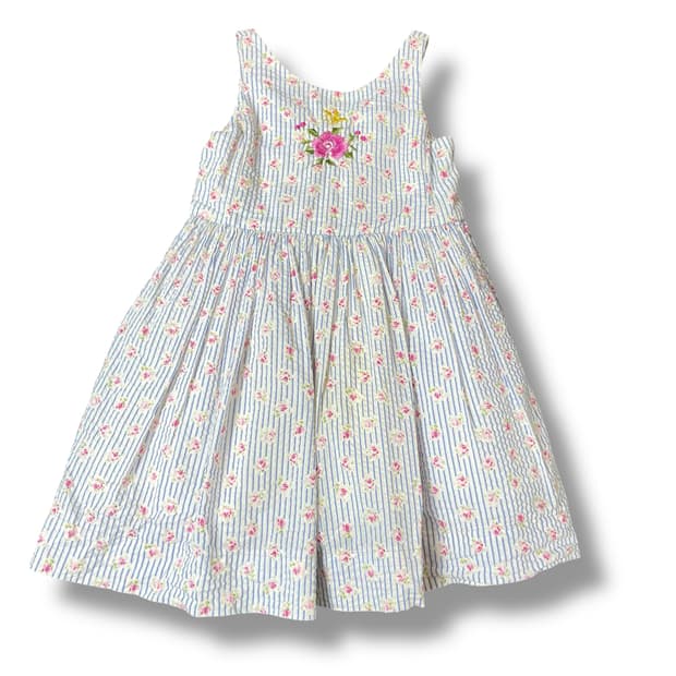 폴로랄프로렌 키즈 플라워패턴 스카이블루 스트라이프 롱 원피스 3T
