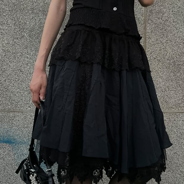 Victorian Gothic Tiered Ruffle Skirt