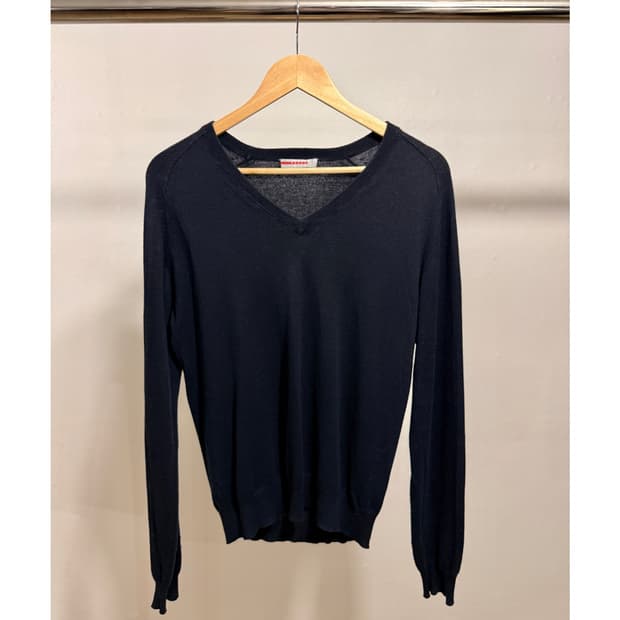 V-neck Cashmere Blend Knit (Navy)