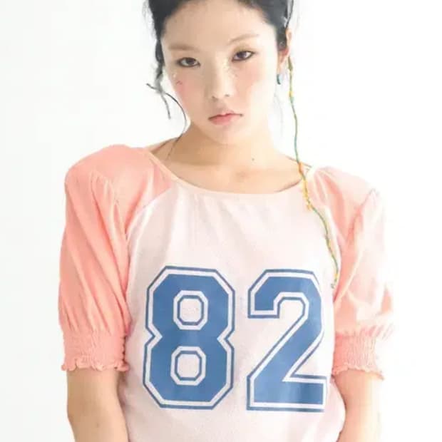 샵페어리 패드 숄더 래글런 탑 핑크