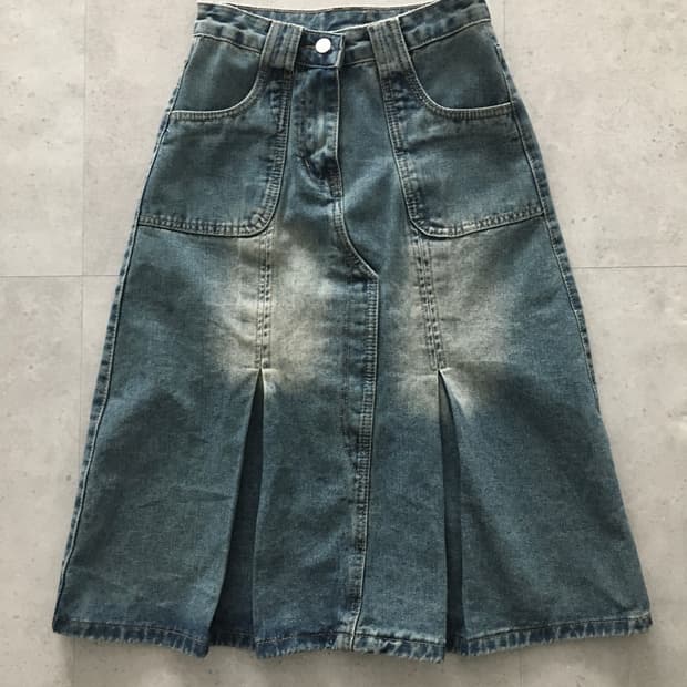 Vintage pleats denim skirt