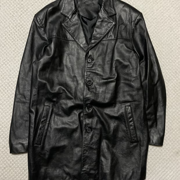 웨스턴 무드 램스킨 양가죽 4버튼 레더 카코트