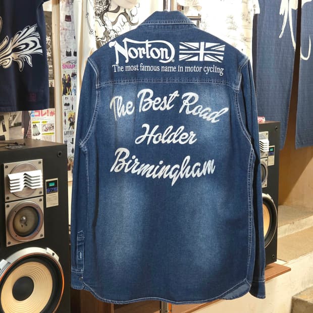 JPN 노턴 백자수 데님 셔츠