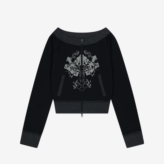 아캄 CROS2 Off-shoulder Zip-Up (Black)