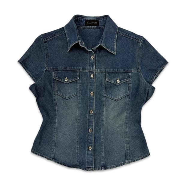 빈티지 R.FOURNINES 라인 데님 반팔 셔츠