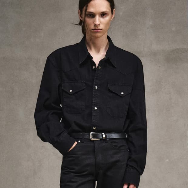 엘무드 테리 데님 셔츠 블랙 46