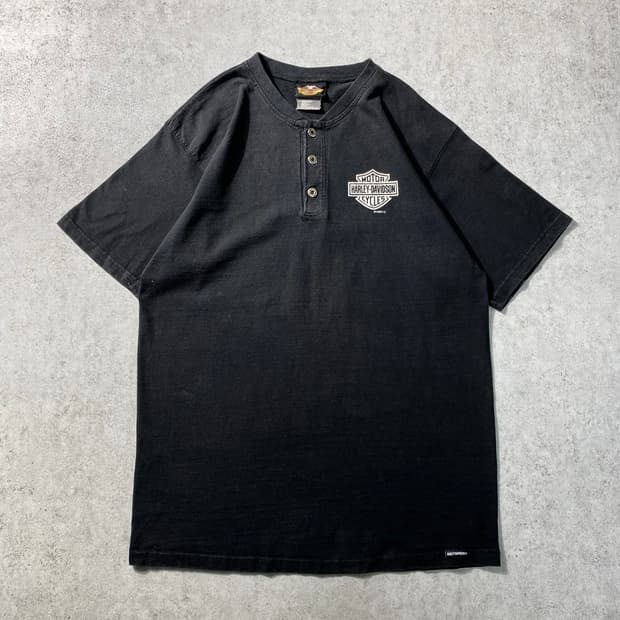 [L] 90s 할리데이비슨 헨리넥 반팔 Made in USA