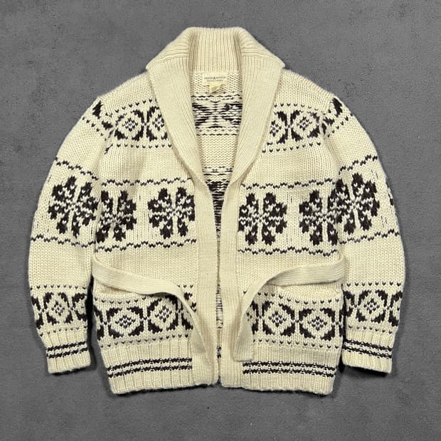 데님앤서플라이 노르딕 코위찬 벨티드 숄카라 울 가디건