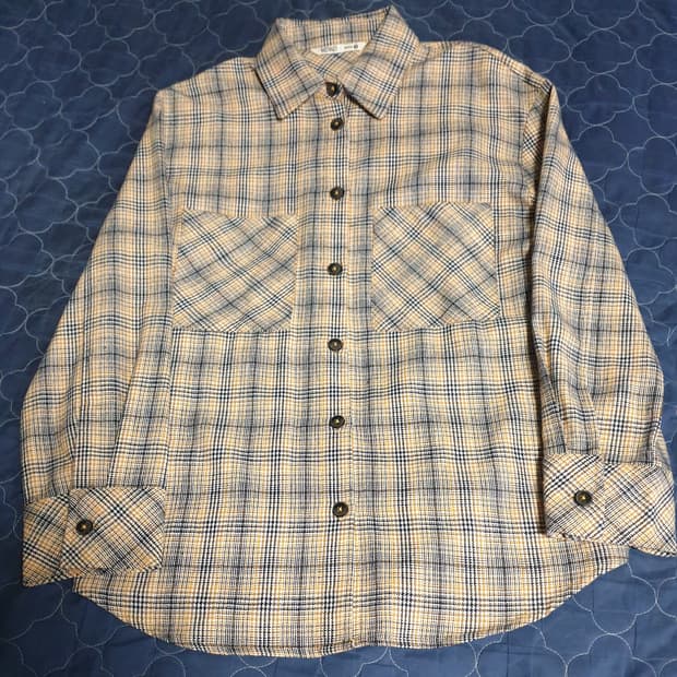 미쏘 울 체크 긴팔셔츠 브라운 (S)