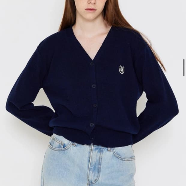 매치글로브 브이넥 니트 가디건 네이비