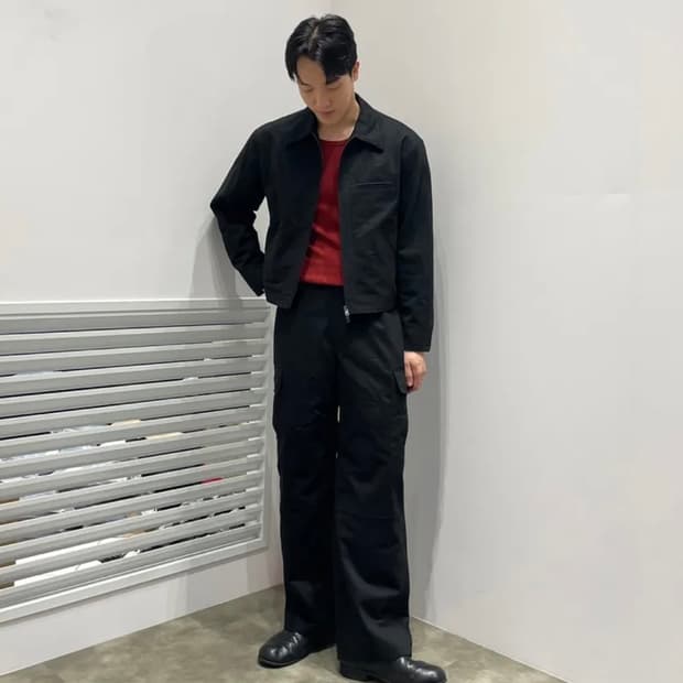 [비슬로우X데릭]COTTON TWILL CARGO PANTS BLACK