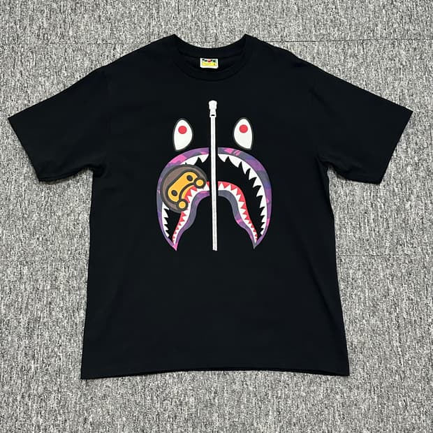 베이프 ABC 카모 마일로 샤크 티셔츠 블랙 L사이즈 라지