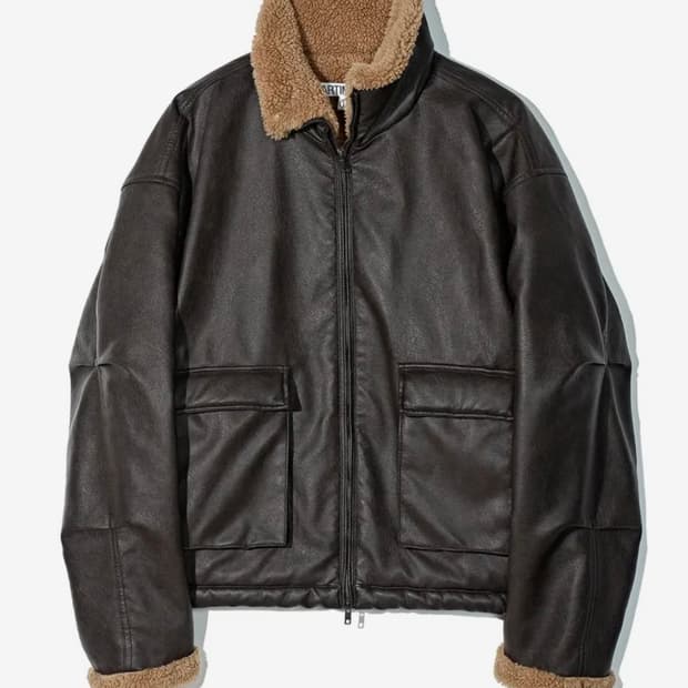 파르티멘토 레더 보아 플리스 무톤 자켓 브라운 M