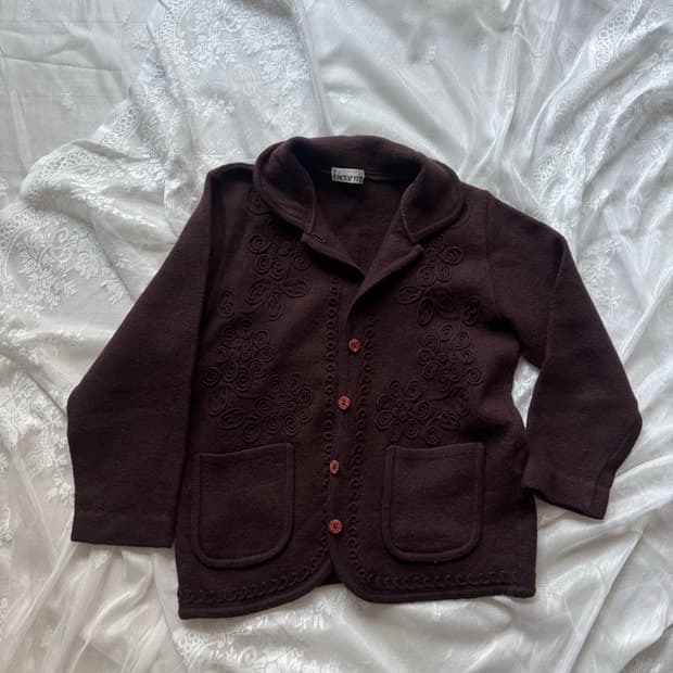 모리걸 브라운 플라워 자켓