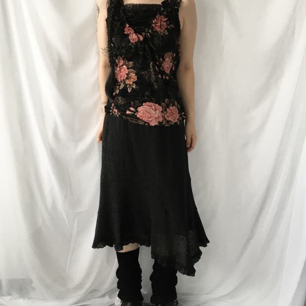 Flower pattern velvet sleeveless