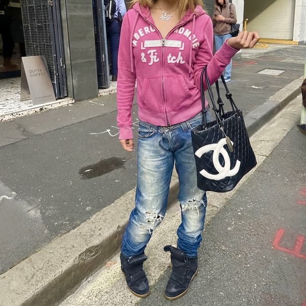 Y2K 아베크롬비 핑크 후드 집업