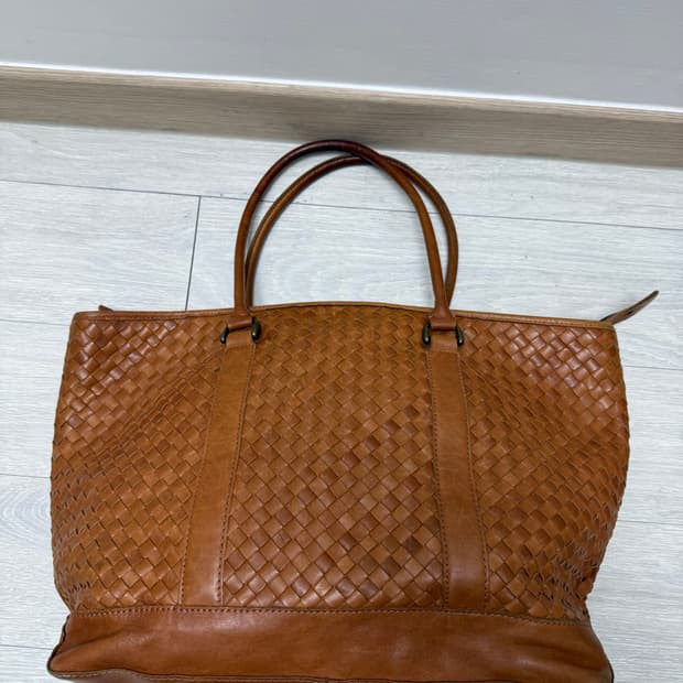(OS)LLBEAN 엘엘빈 레더 라지 위빙 토트백 브라운