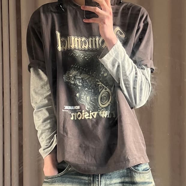 노매뉴얼 반팔 + 레이어드 롱슬리브