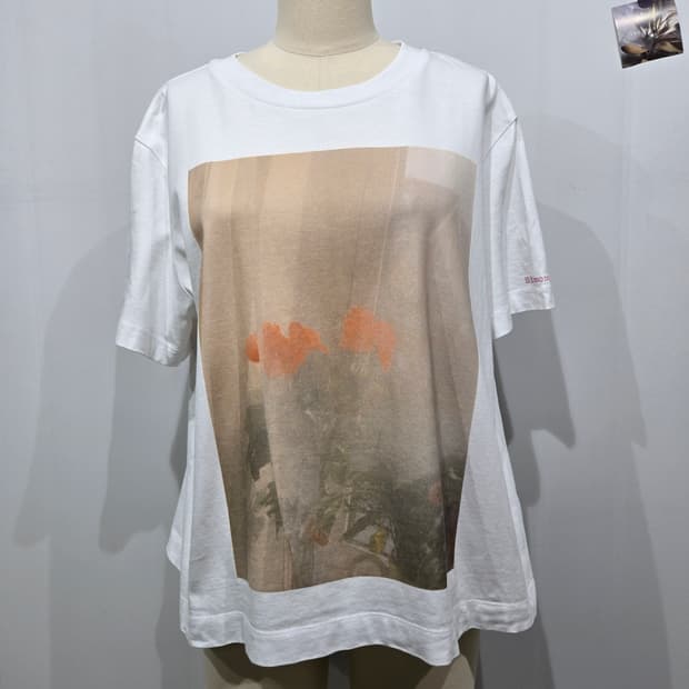 시몬 로샤 플라워 프린팅 티셔츠 화이트 h&m