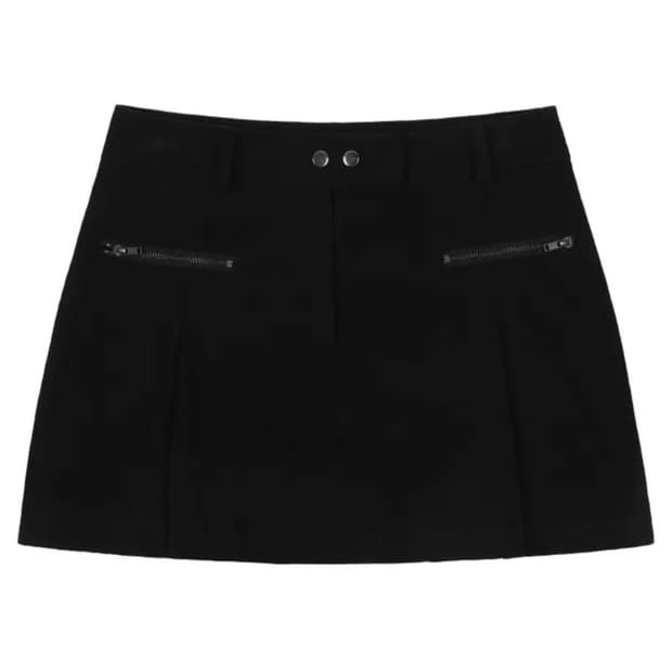 팬시클럽 바이커 핀턱 미니 스커트 (BLACK) 1사이즈
