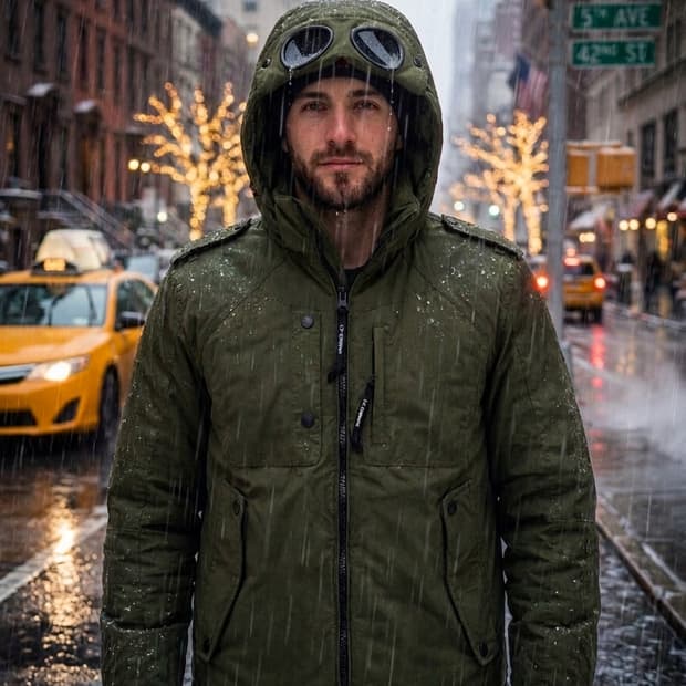 [국내정품] CP 컴퍼니 고글 후드 퀼팅 라이너 재킷 (카키/100)