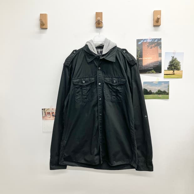 버버리 밀리터리 후드 셔츠