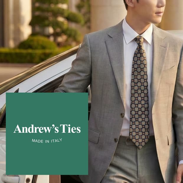 앤드류스타이 메달리온 패턴 넥타이 10.2cm S~A+등급 K2434
