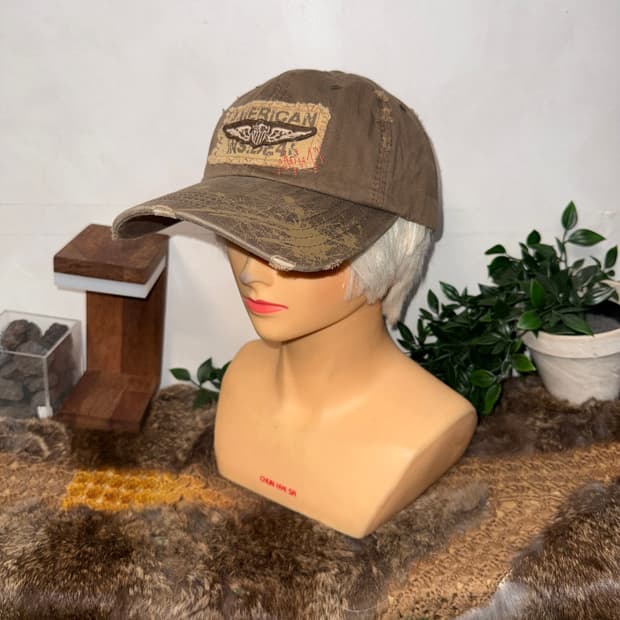Brown vintage washing patch ball cap